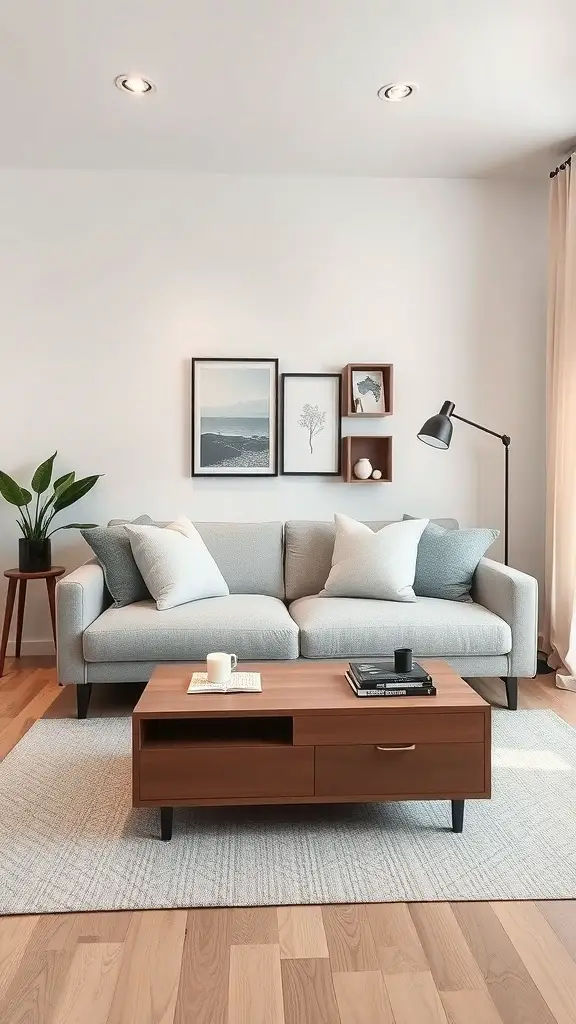 Cozy living room with a couch and a multipurpose coffee table