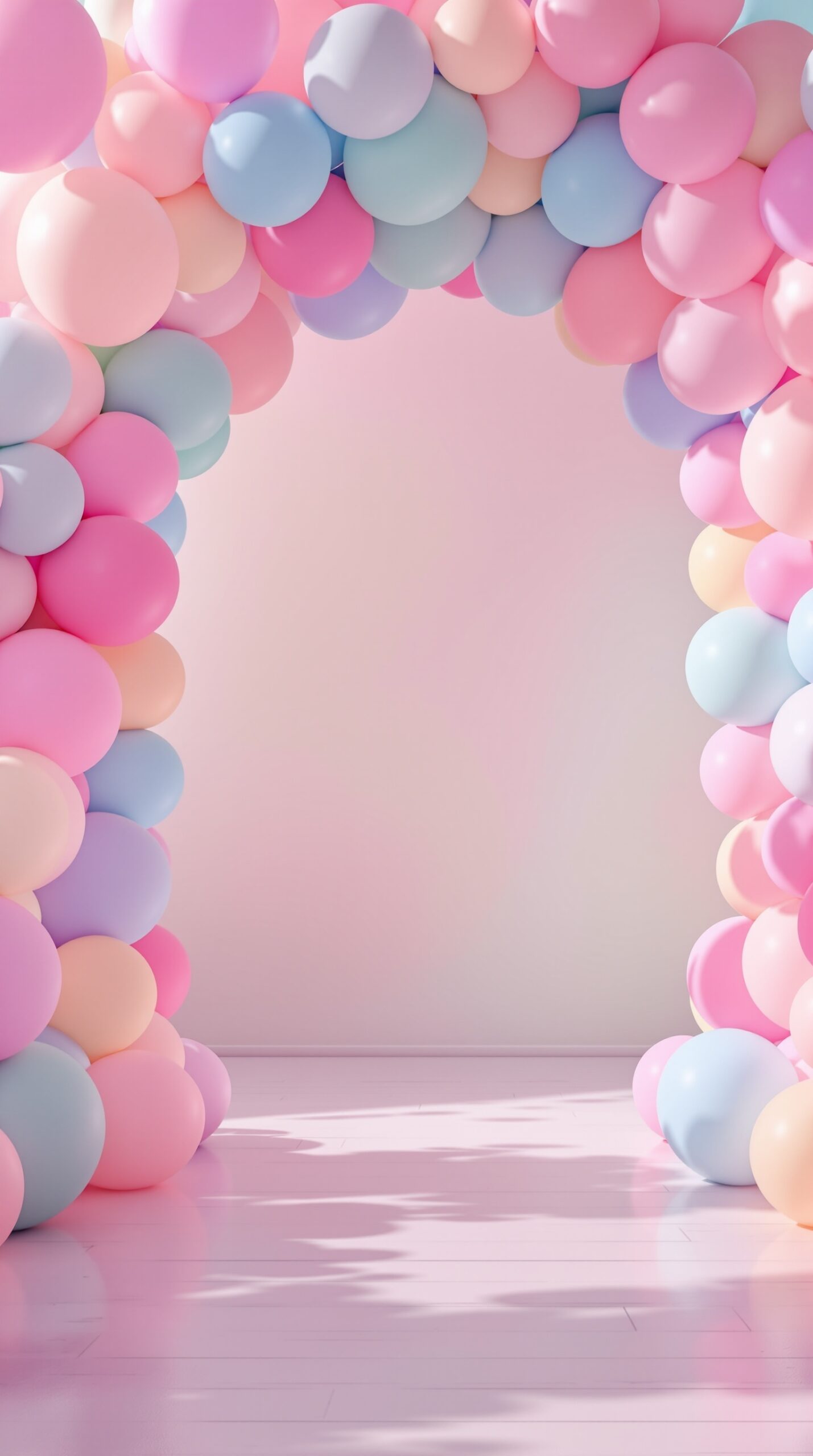 35+ Easter Party Decorations Ideas That Will Make Your Guests Say “Wait… You Did This Yourself?!” 9 A pastel balloon arch made of pink, blue, and cream balloons.
