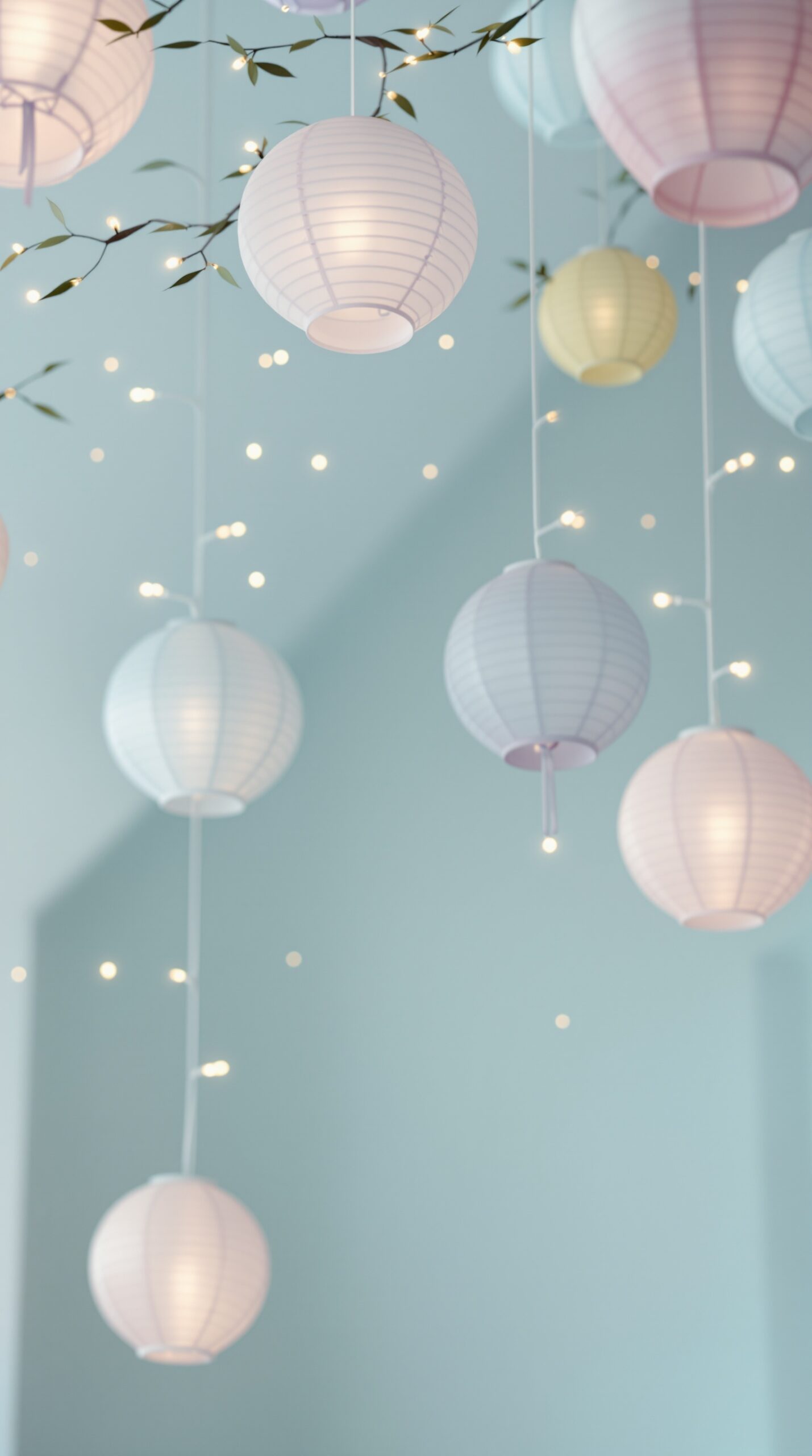 35+ Easter Party Decorations Ideas That Will Make Your Guests Say “Wait… You Did This Yourself?!” 16 Colorful hanging paper lanterns in pastel colors with string lights