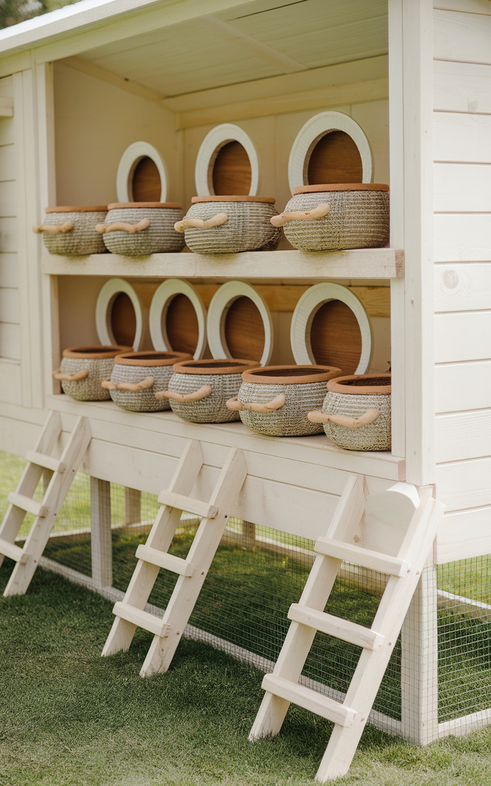 17+ Chicken Coop With Storage Ideas for a More Organized Backyard 15 Decorative storage baskets in a chicken coop