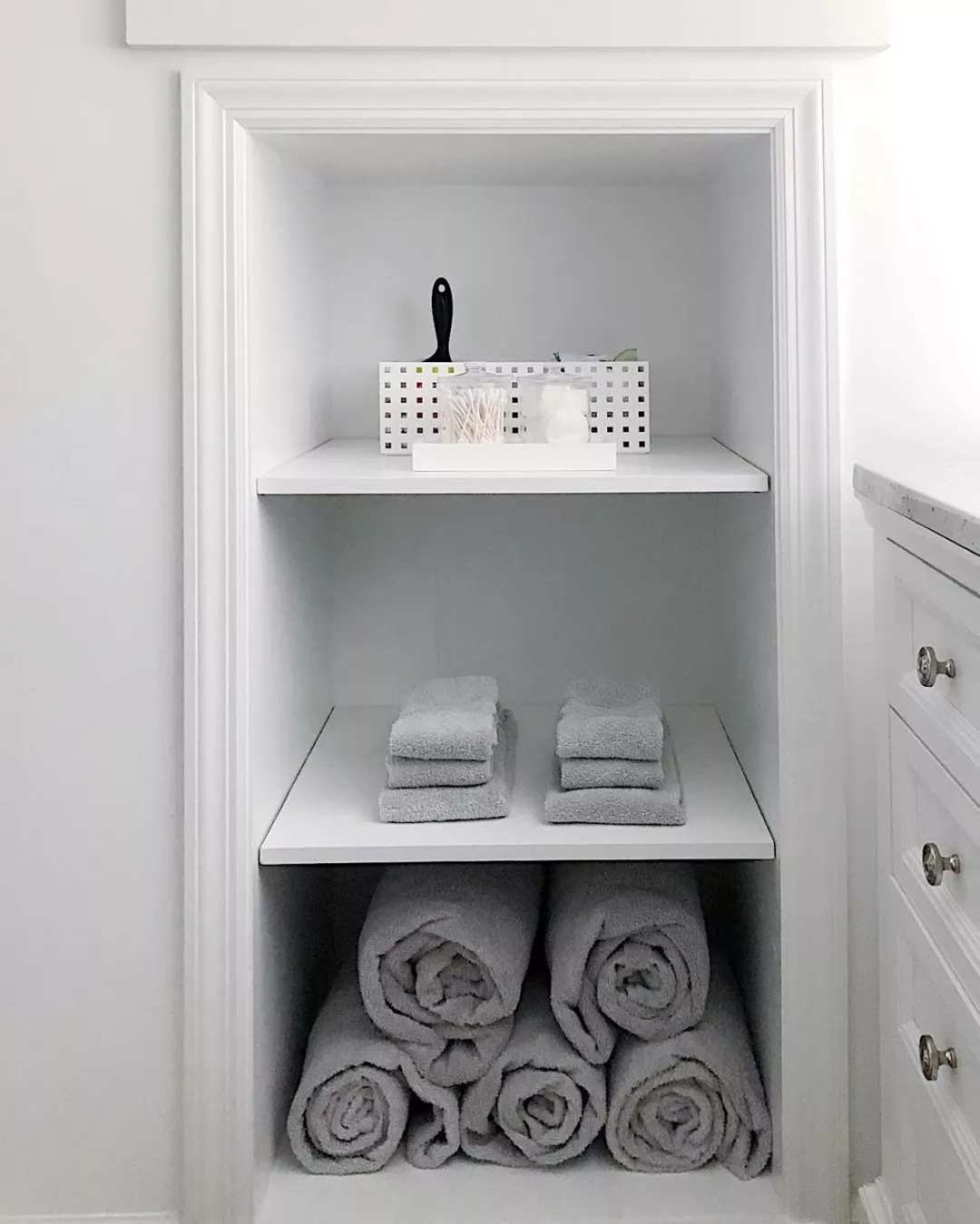 29+ Bathroom Towel Storage Ideas for a Clean and Organized Space 9 Recessed Built In Niche Shelves