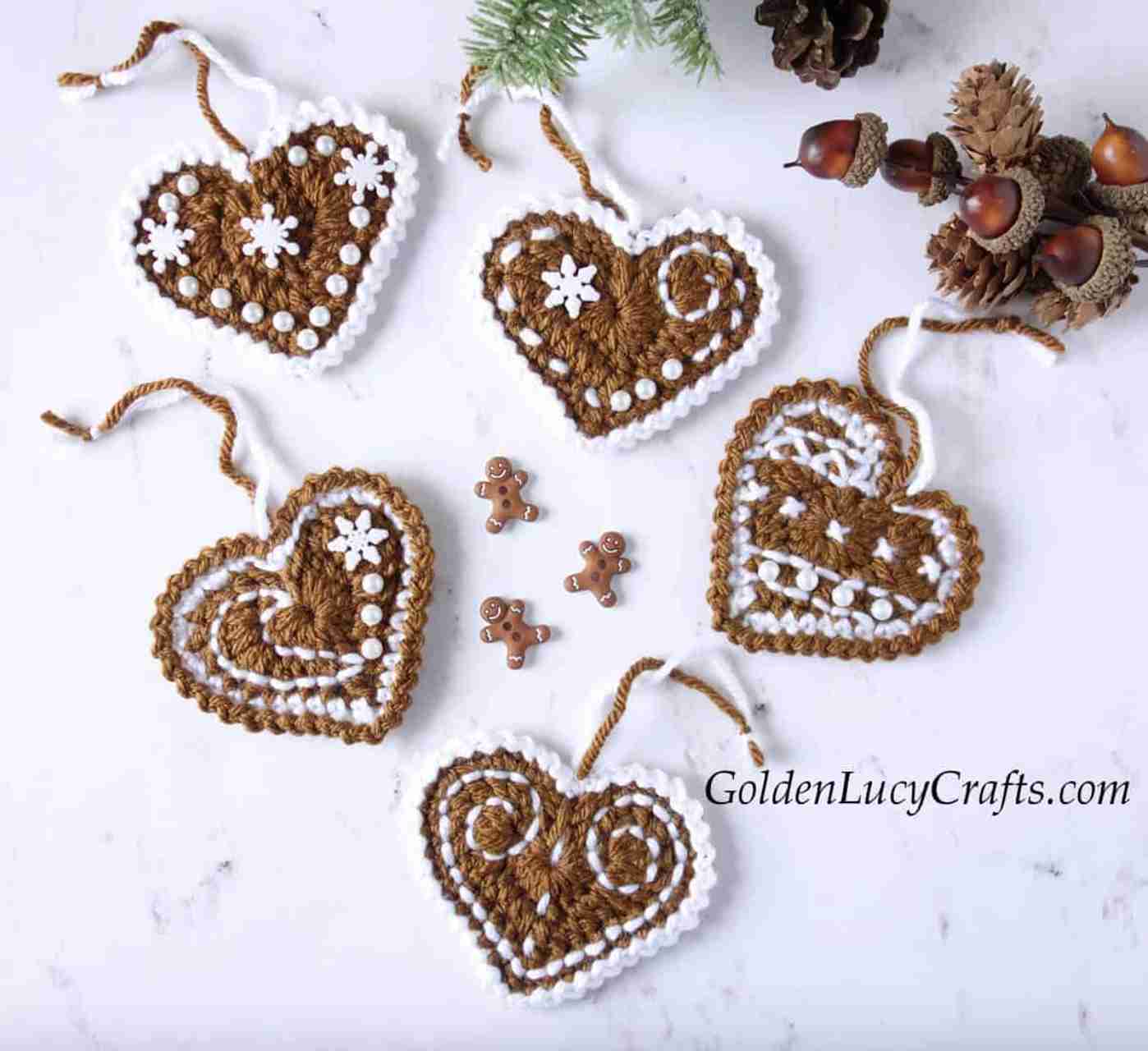 Gingerbread Heart Ornaments
