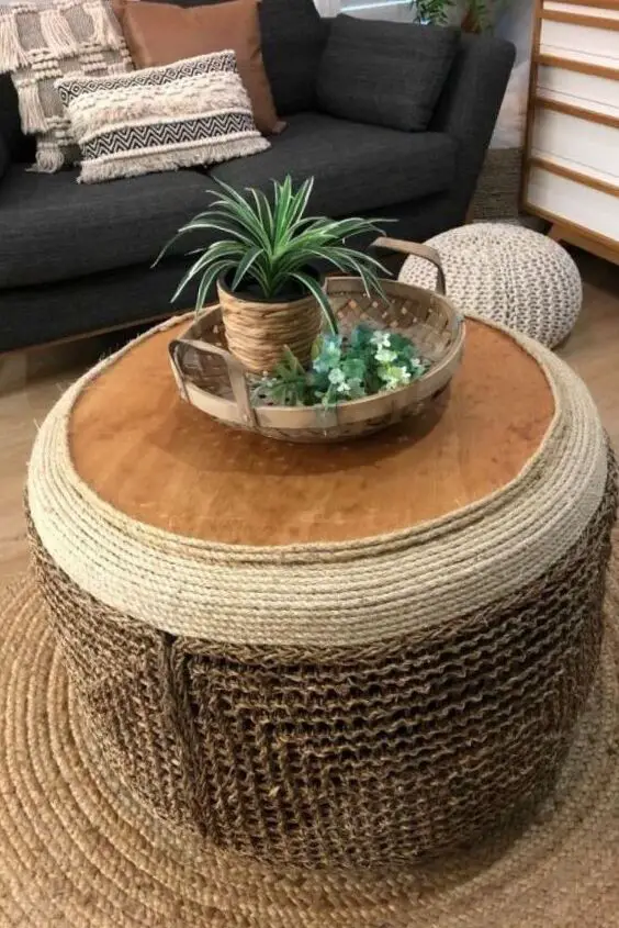 31 DIY Tire Projects That Give Old Tires a Creative New Life 11 DIY Jute Wrapped Coffee Table