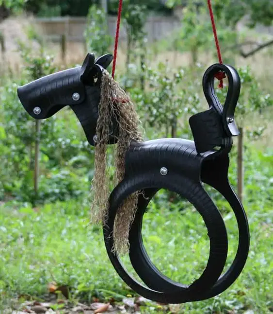 31 DIY Tire Projects That Give Old Tires a Creative New Life 5 DIY Hanging Horse Tree Swing
