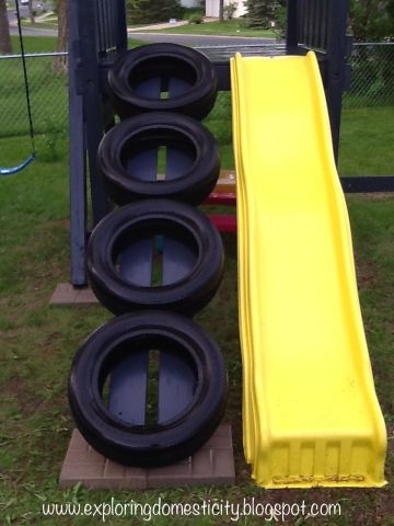 31 DIY Tire Projects That Give Old Tires a Creative New Life 27 DIY Backyard Slide Tire Ladder