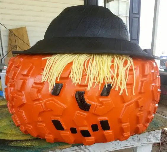 31 DIY Tire Projects That Give Old Tires a Creative New Life 28 DIY Tire Scarecrow Pumpkin