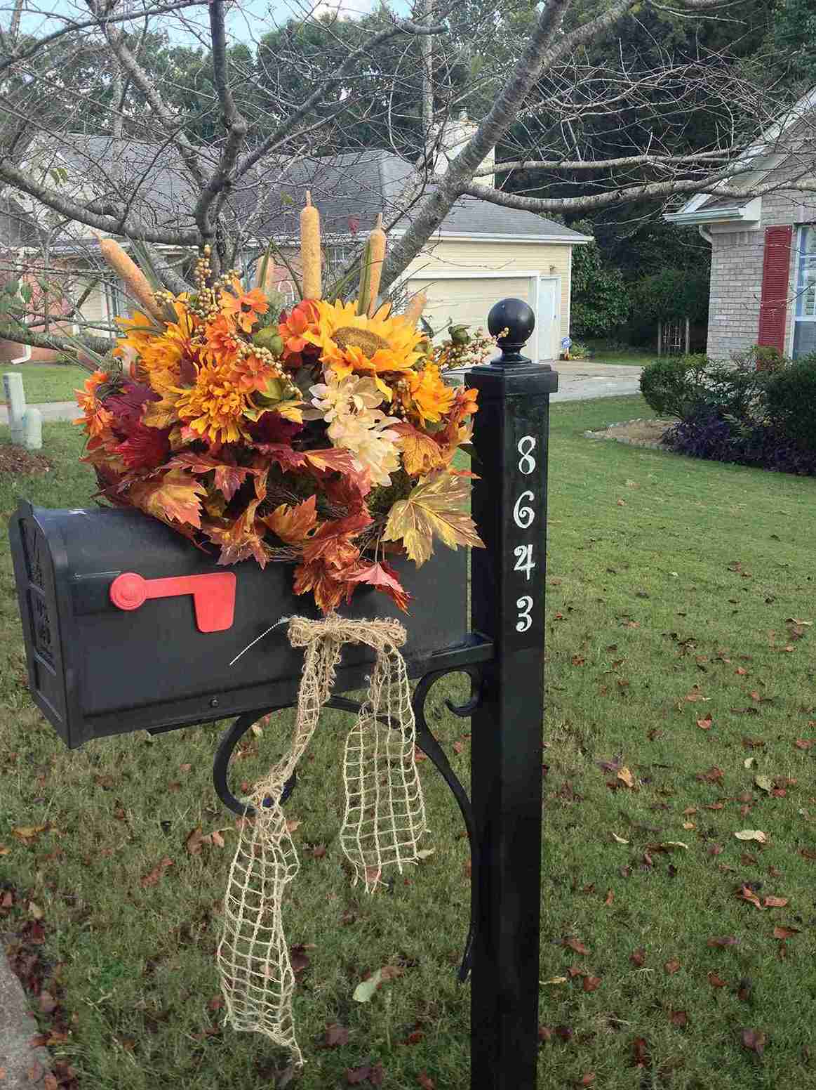 Black Post with Cattails and Burlap