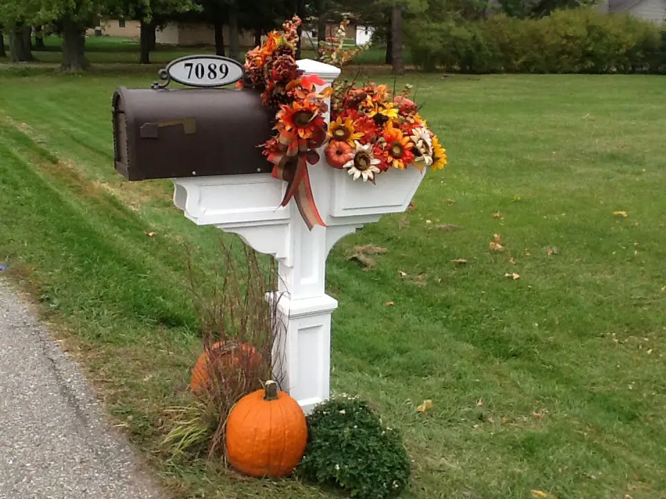 Planter Box Floral Display with Base Pumpkins