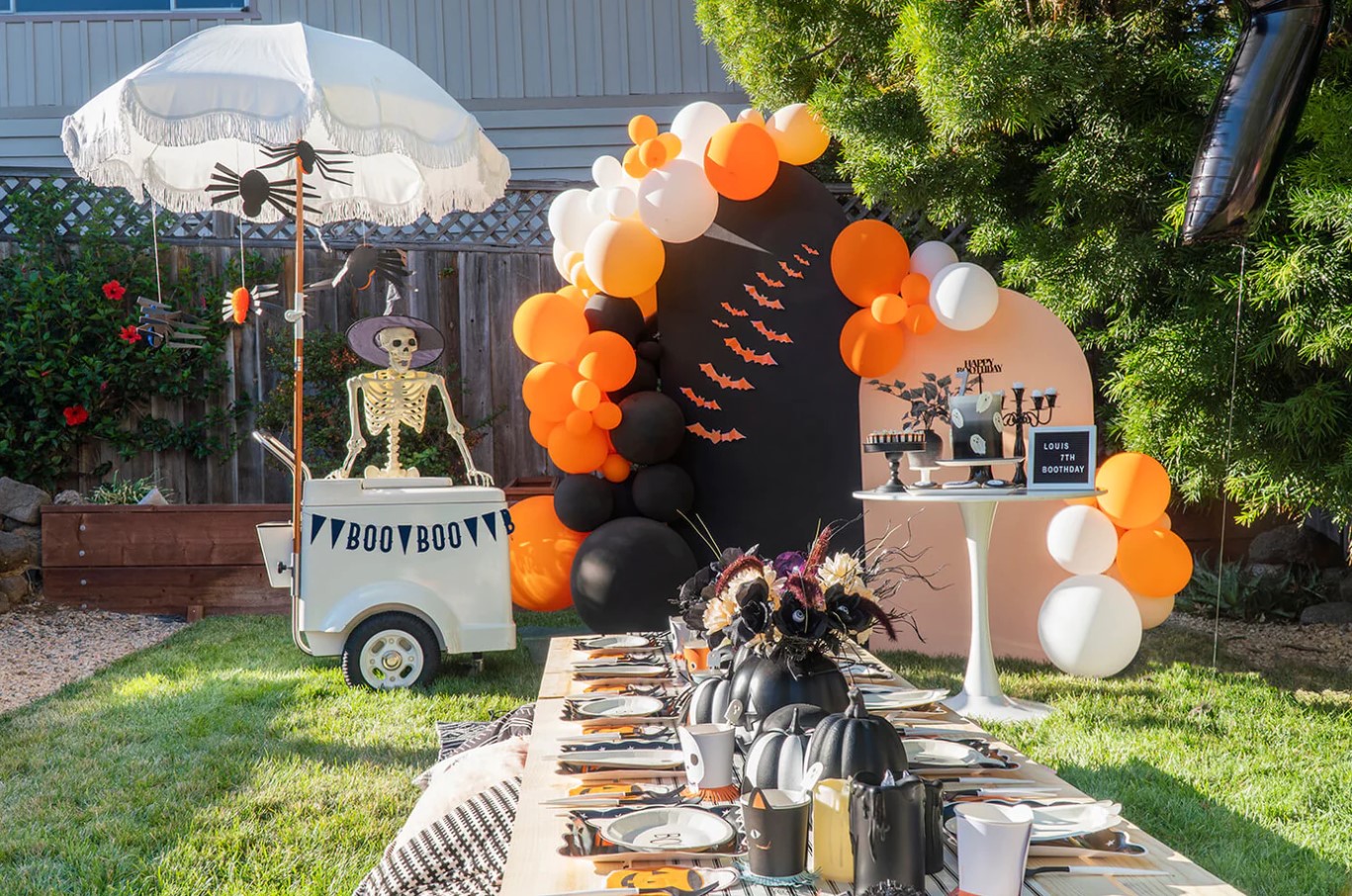 Outdoor Spooky Birthday Setup