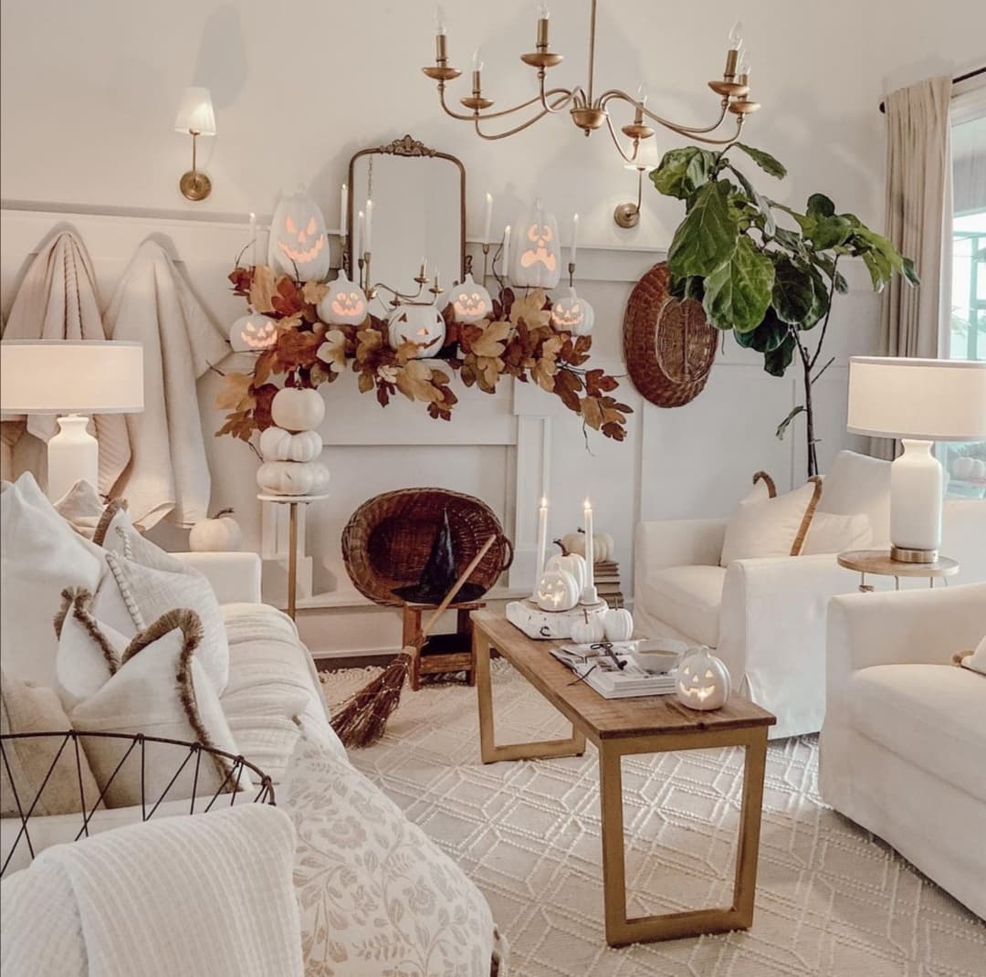 All-White Magical Fireplace Setup