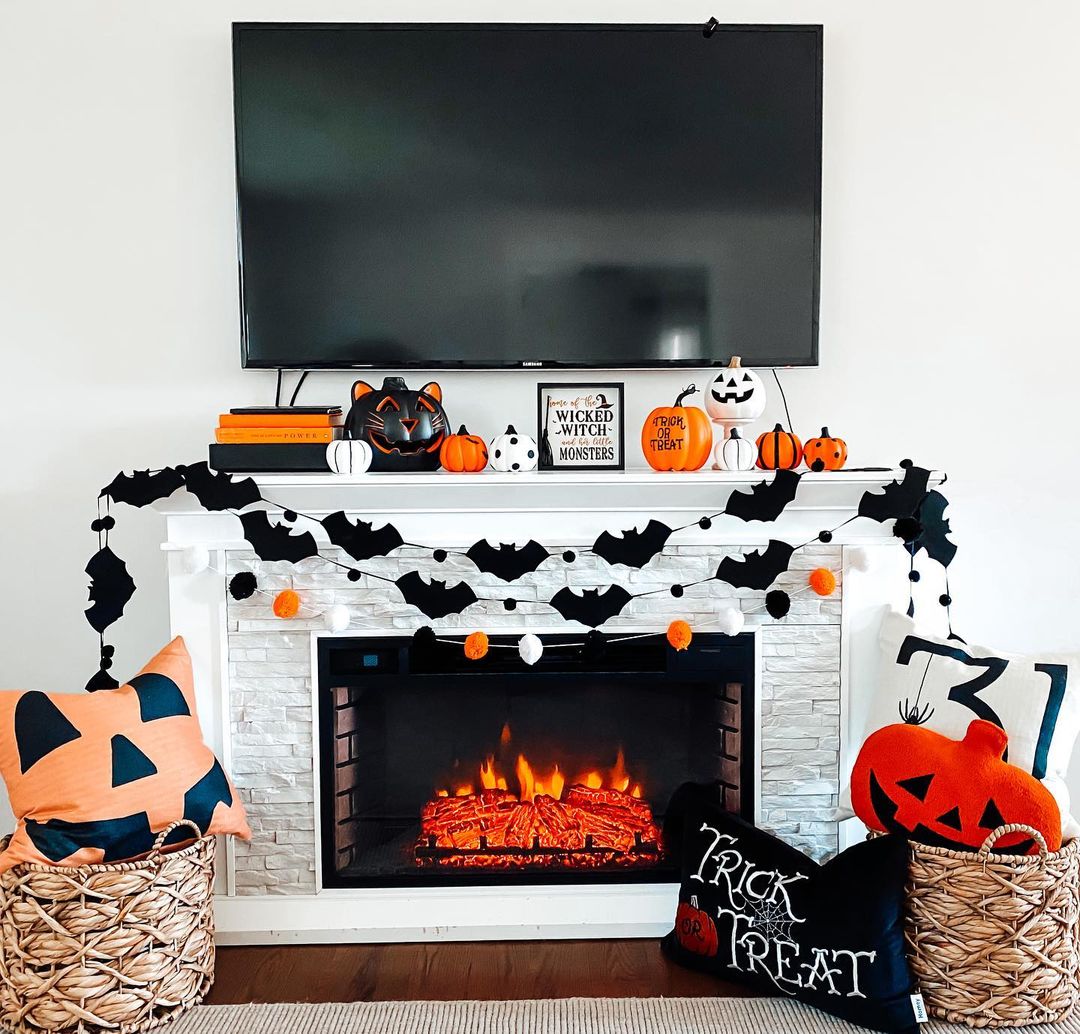 Bright Orange Jack-O'-Lantern Hearth