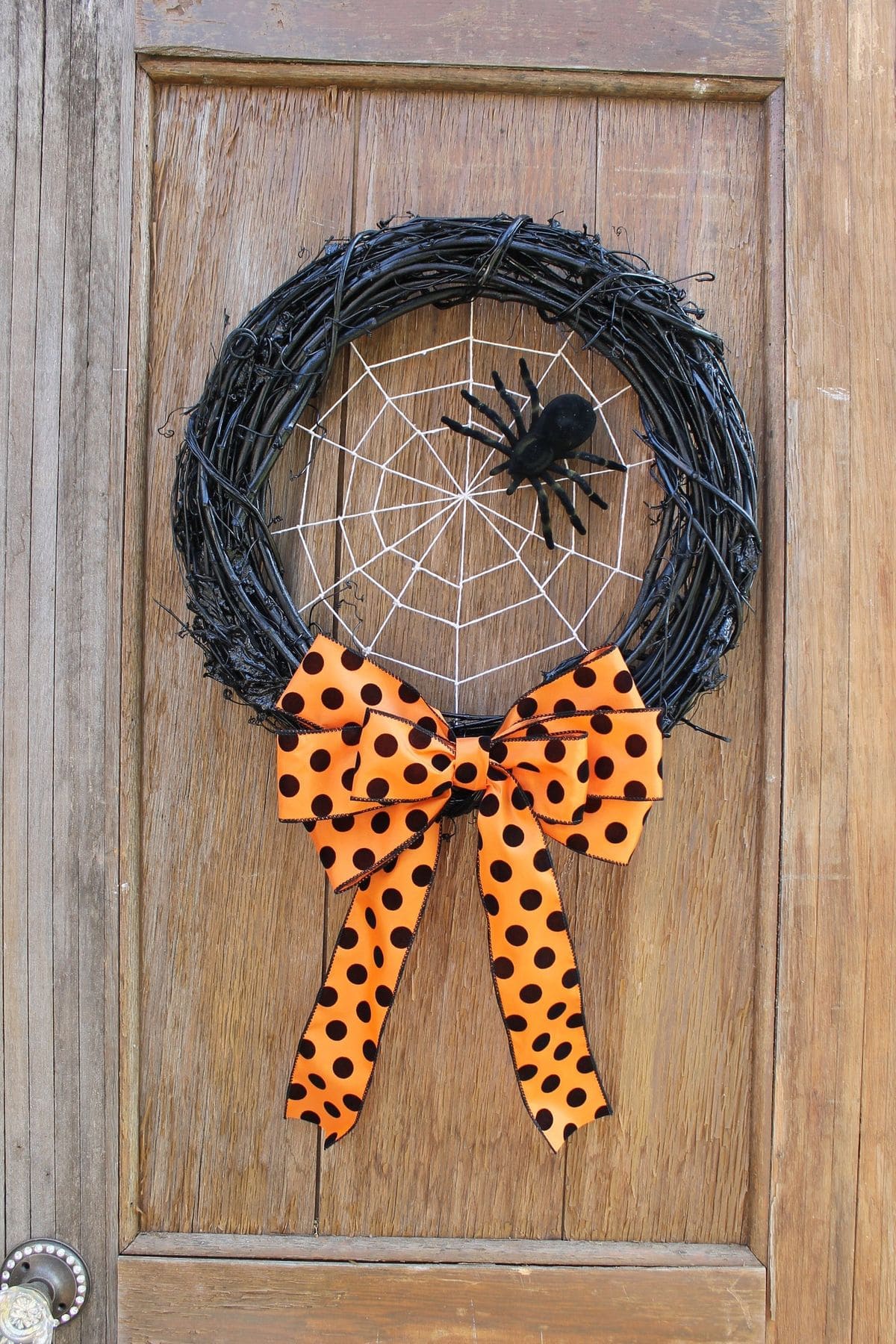 27 Halloween Wreath Ideas to Give Your Front Door a Spooky Touch 12 Black Twig Spiderweb Wreath