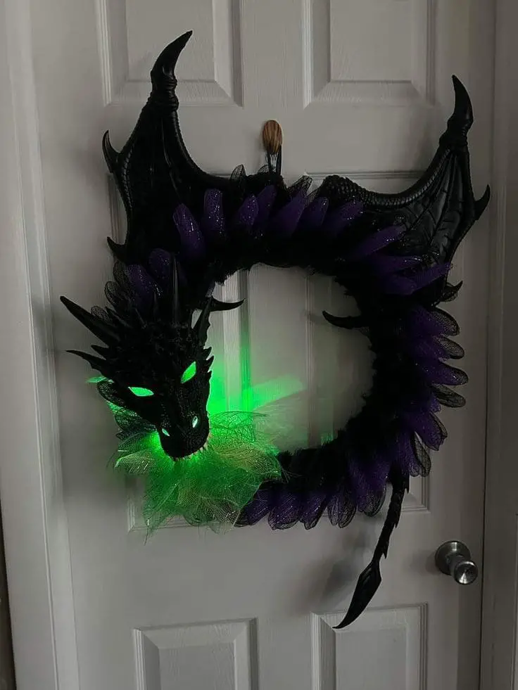 27 Halloween Wreath Ideas to Give Your Front Door a Spooky Touch 16 Maleficent Dragon Wreath
