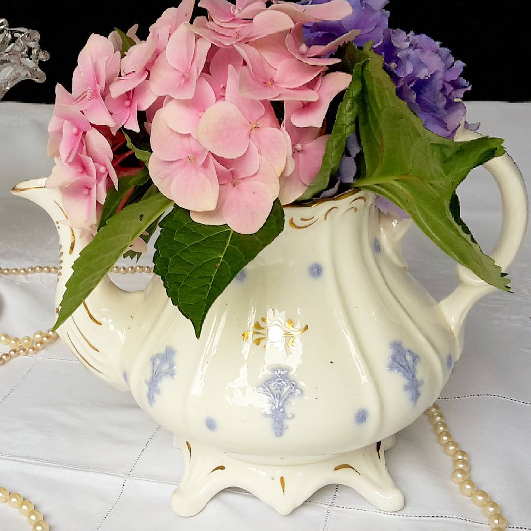 Vintage Porcelain Teapot Floral Accent