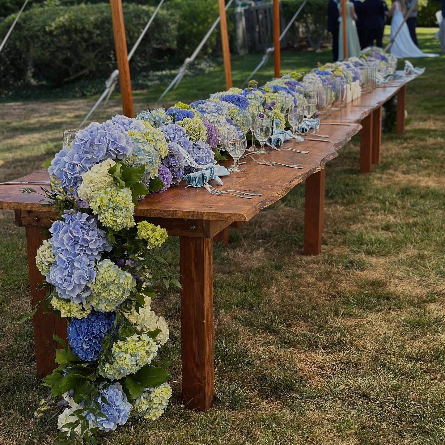 Continuous Table Runner Garland on Raw Wood