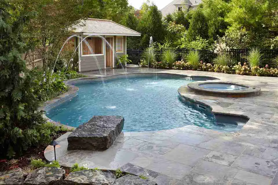 Stone Paver Pool and Spa