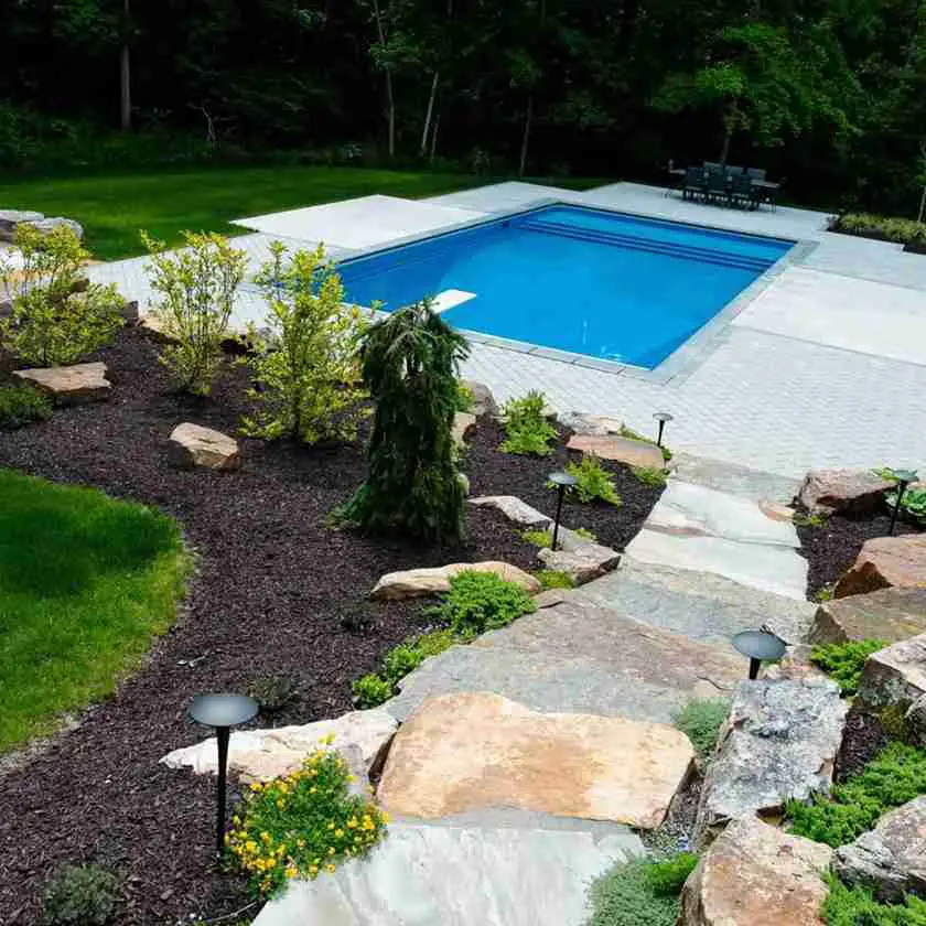 Tiered Backyard Pool and Terrace