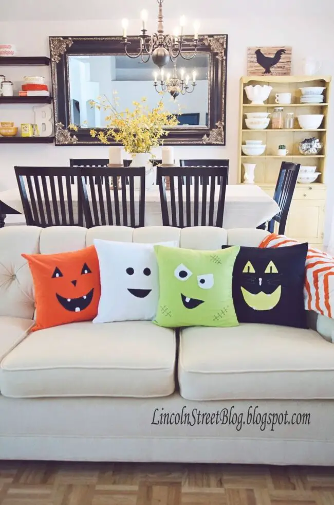 31 Indoor Halloween Decorations Ideas to Make Your Home Spooktacular 10 Monster Pillow Cushion Covers