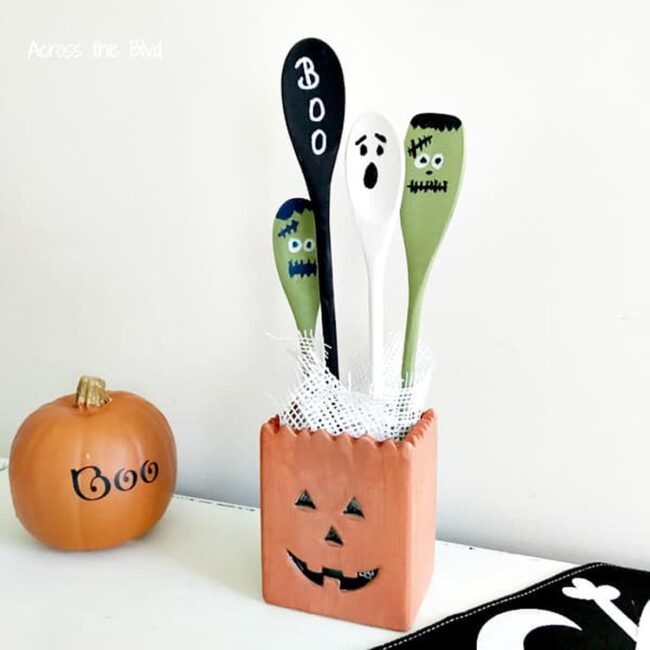 31 Indoor Halloween Decorations Ideas to Make Your Home Spooktacular 17 Hand Painted Character Wooden Spoons