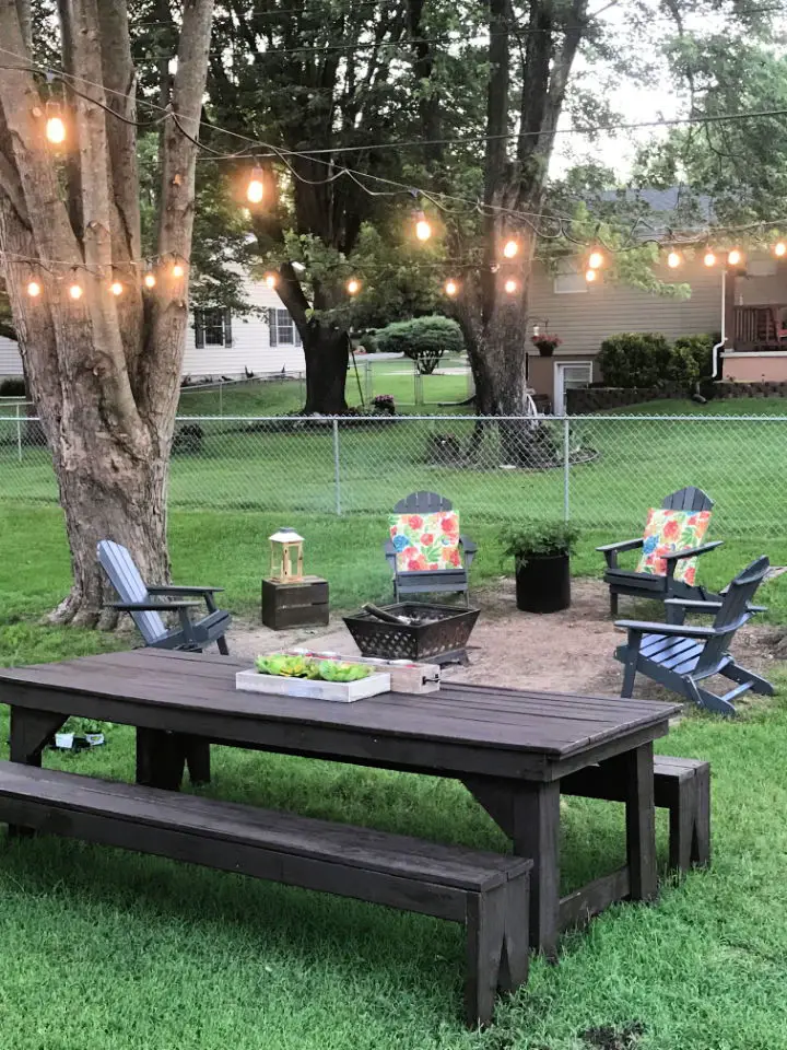 Tree Anchored Backyard Fire Pit Lights