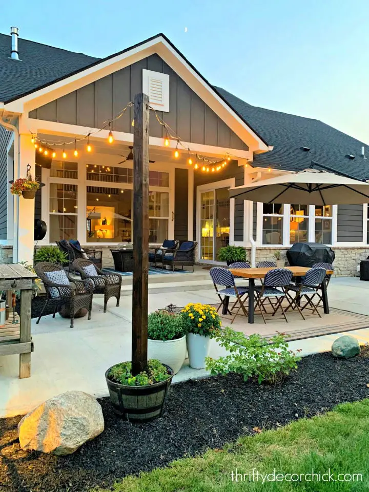 Half Barrel Patio Light Posts
