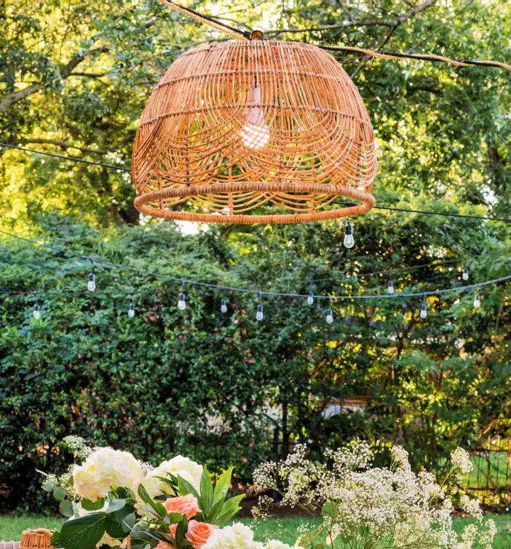 Woven Basket Pendant String Light