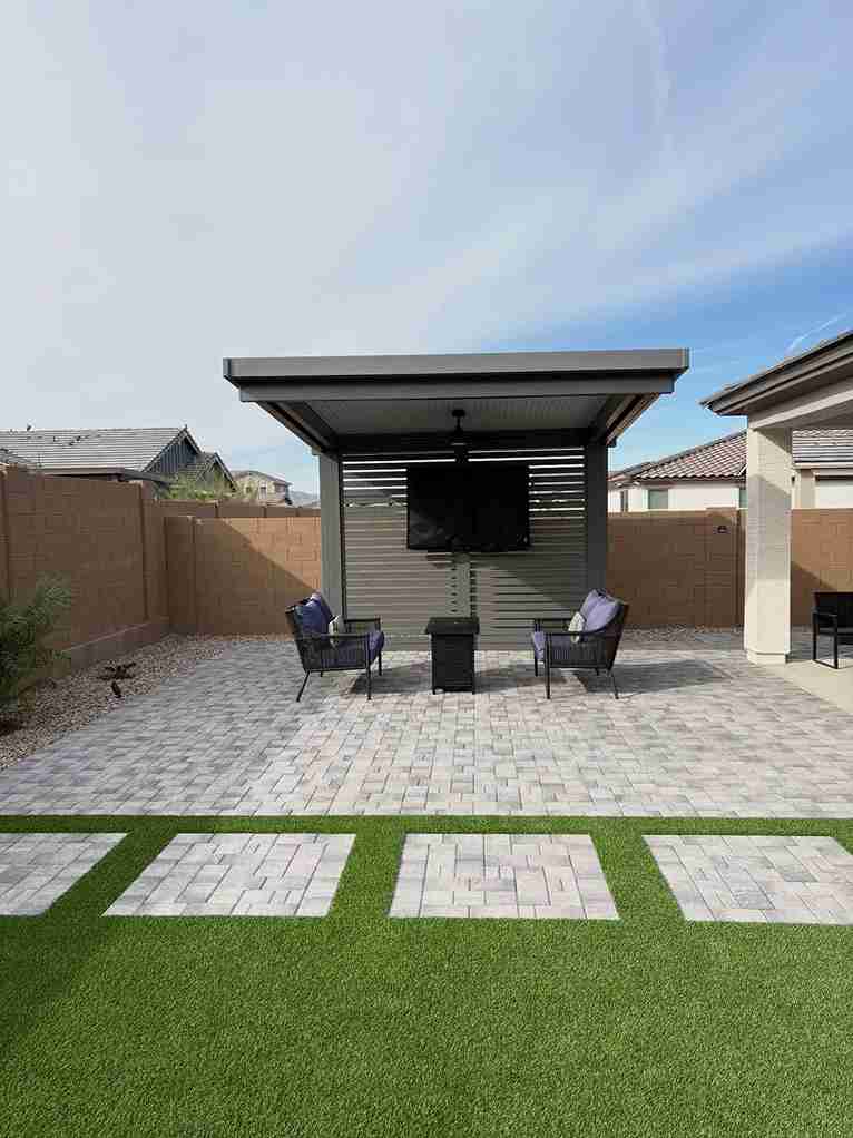 17+ Turf and Paver Ideas for a Stunning Modern Backyard 8 Covered Patio Extension
