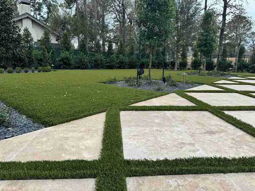 17+ Turf and Paver Ideas for a Stunning Modern Backyard 11 Large Lawn Paver Accents