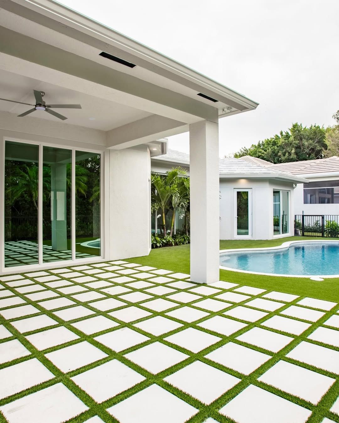 17+ Turf and Paver Ideas for a Stunning Modern Backyard 17 Covered Porch Extension