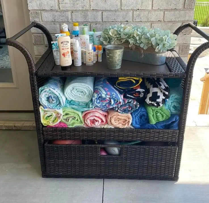 Woven Rattan Bar Cart