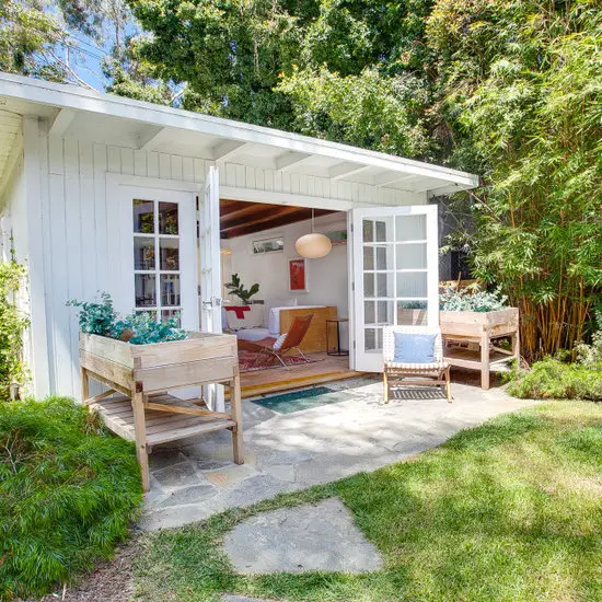 31 Tiny Shed House Ideas for Small and Creative Living Spaces 12 Sunlit Backyard Lounge Shed