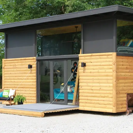 31 Tiny Shed House Ideas for Small and Creative Living Spaces 15 Modern Cabin Shed with Fold Down Deck