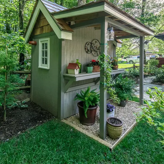 31 Tiny Shed House Ideas for Small and Creative Living Spaces 28 Mini Garden Potting Nook Shed