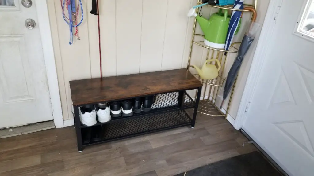 Entryway Bench with Mesh Shelves