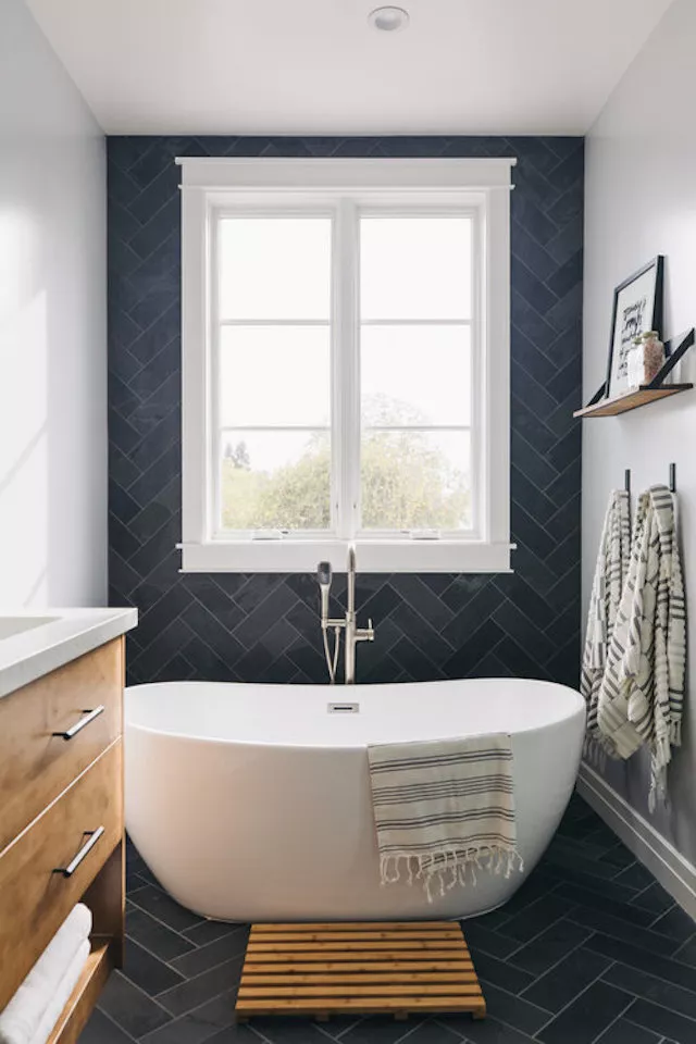 Dark Herringbone Feature Wall