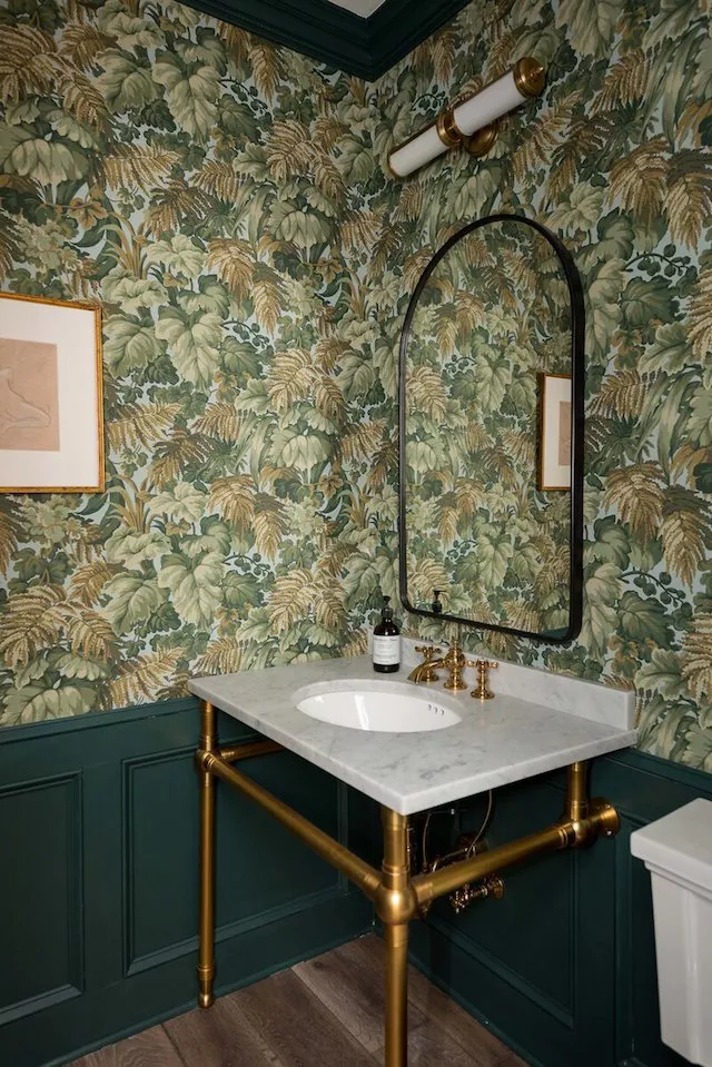 Botanical Fern Wallpaper & Deep Green Trim