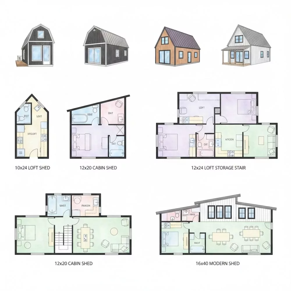 31 Tiny Shed House Ideas for Small and Creative Living Spaces 21 Architectural Tiny Shed Floor Plans