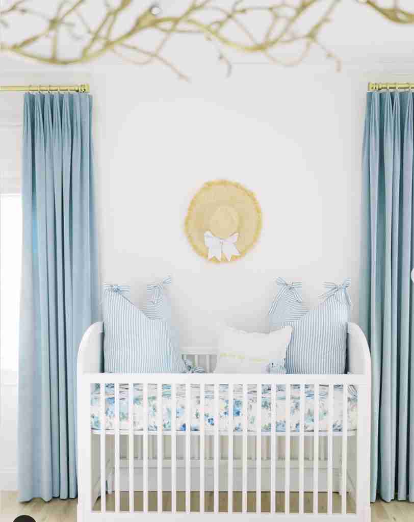 25 Toddler Boy Bedroom Ideas for a Fun and Functional Space 23 Coastal Blue Curtains with White Slatted Crib