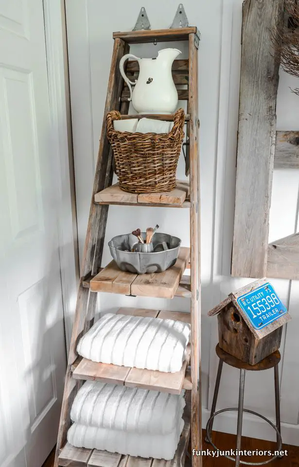 Upcycled Stepladder Storage Shelf