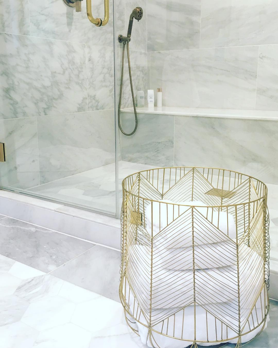Geometric Brass Wire Floor Basket