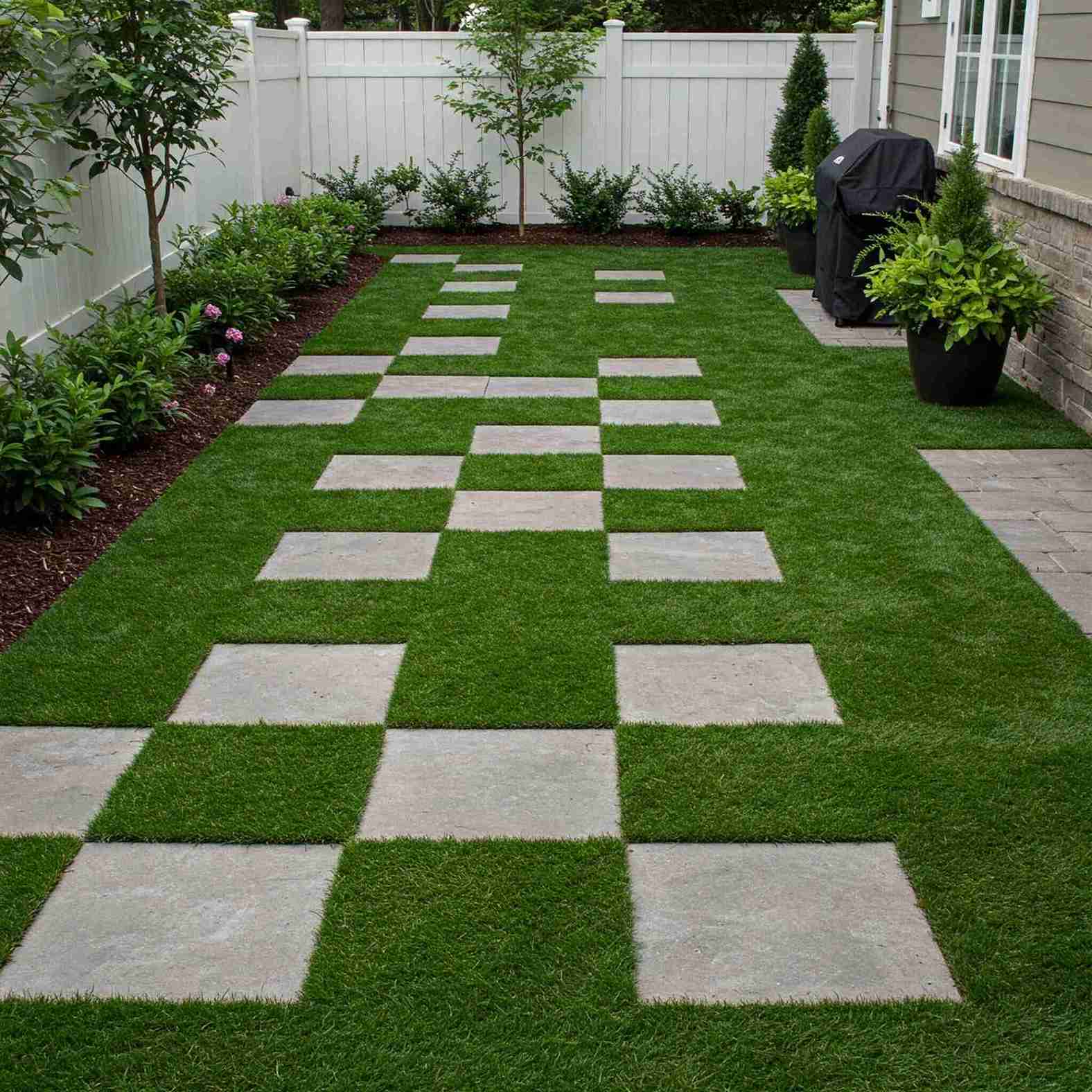 17+ Turf Backyard Ideas That Look Beautiful and Low-Maintenance 15 Nighttime Turf Illumination with Accent Lighting