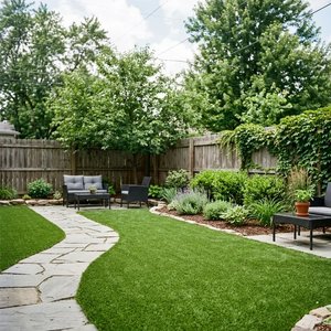 17+ Turf Backyard Ideas That Look Beautiful and Low-Maintenance 3 Artificial Turf with Raised Flower Beds