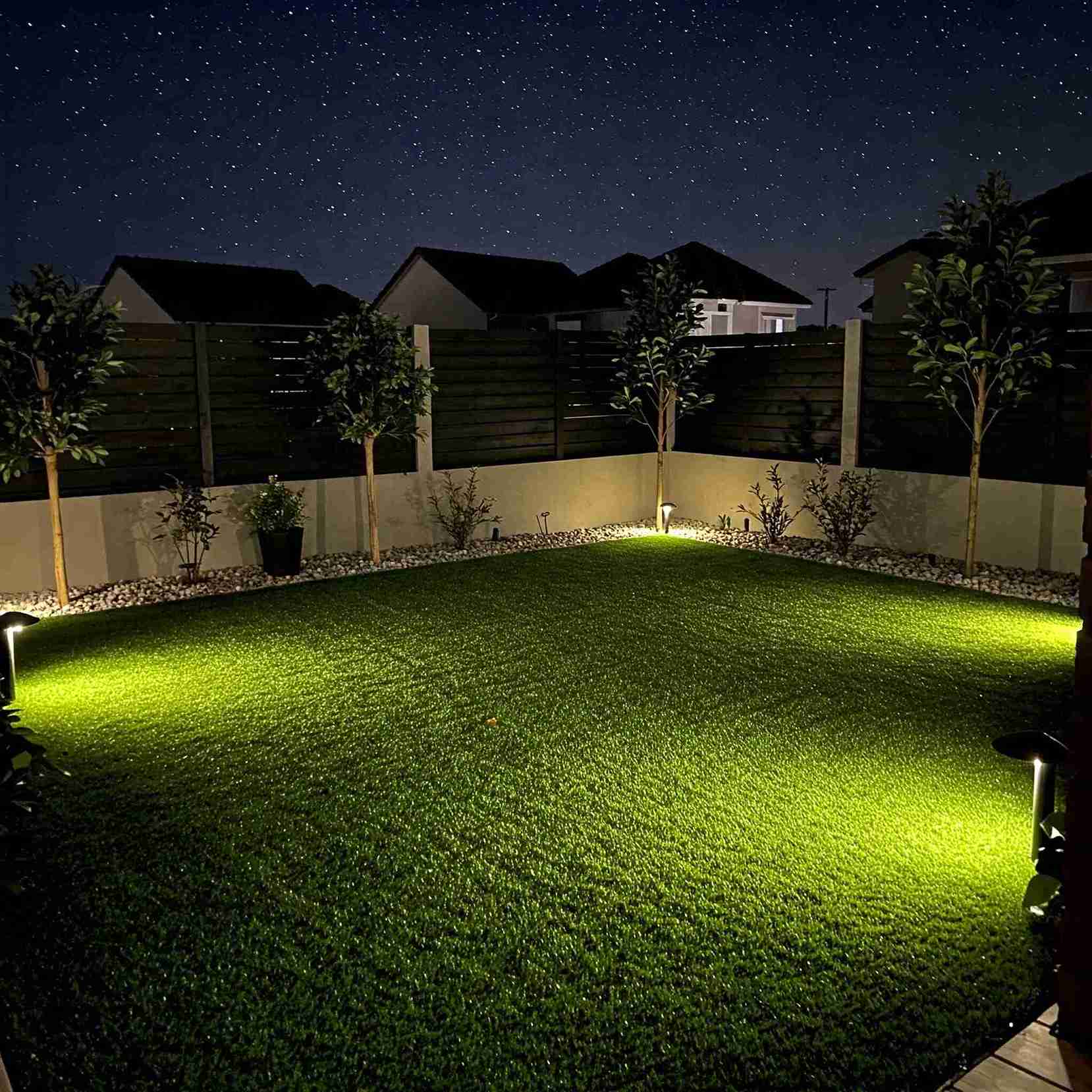 17+ Turf Backyard Ideas That Look Beautiful and Low-Maintenance 4 Terraced Garden Path with Stone Steppers