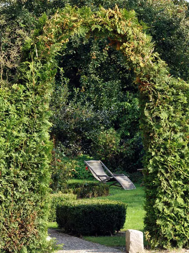 Evergreen Living Archway with Wooden Lounge Chair
