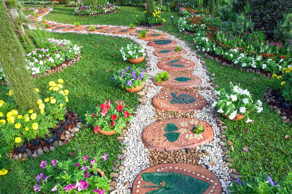 Decorative Leaf Stamped Stepping Stones