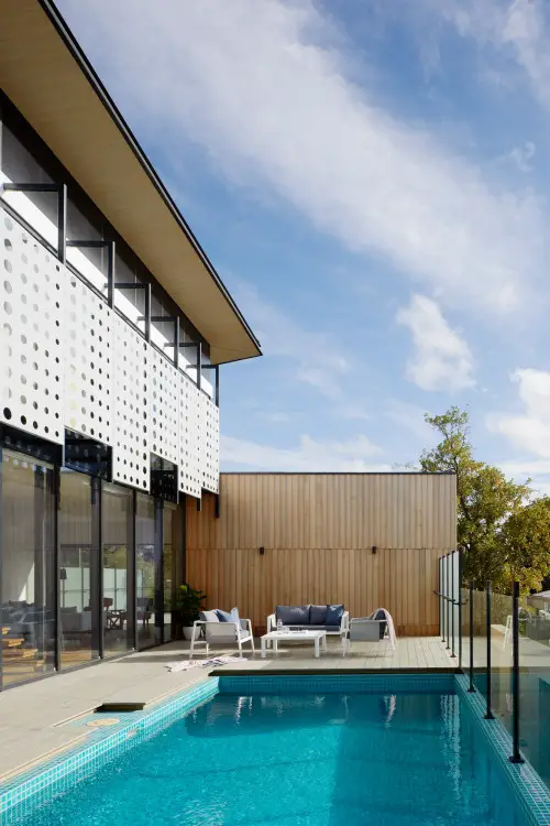 Modern Lap Pool with Wooden Decking