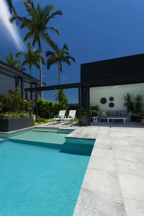Geometric Pool with Integrated Sun Shelf
