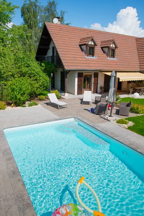 Suburban Family Pool and Patio Area