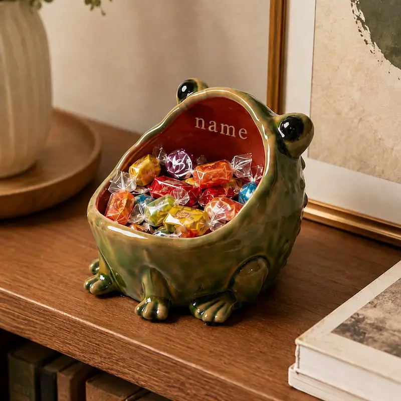 21+ Office Candy Jar Ideas for a Fun Workspace 2 Ceramic Frog Candy Bowl