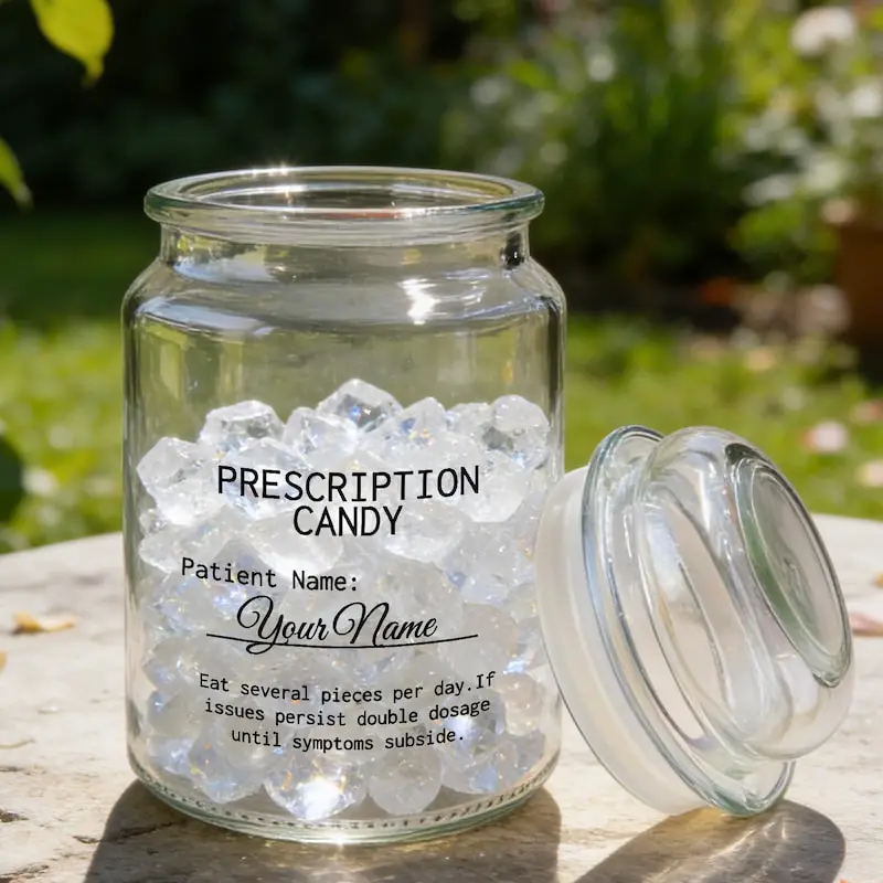 21+ Office Candy Jar Ideas for a Fun Workspace 3 Prescription Candy Glass Jar